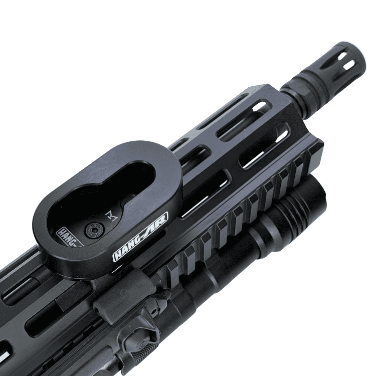 tactical rifle storage mount attached to rifle